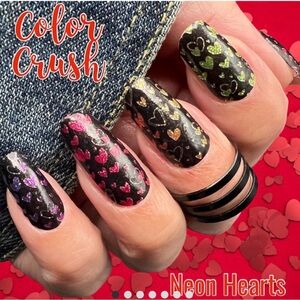 Neon Hearts Press-On Nails